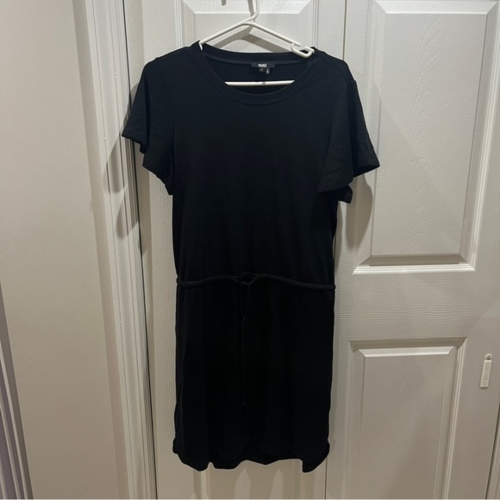 🩷 paige black short sleeve casual drawstring dress